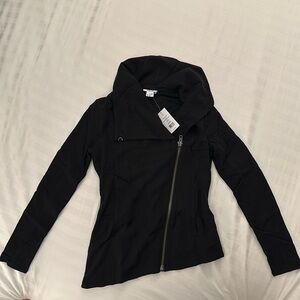 Helmut Lang Black Asymmetrical Zip Up Sweatshirt